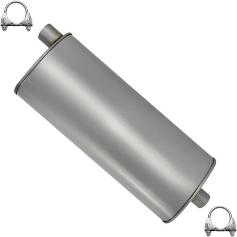 Exhaust Muffler Compatible for 2005-2010 Jeep Grand Cherokee 3.7L 5.7L | 05-09 Grand Cherokee 4.7L | Stainless Steel | Northeastern Exhaust | Free Clamps Included | Direct-Fit Replacement in Kuwait