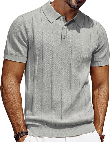 PJ PAUL JONES Mens Polo Shirts Short Sleeve Textured Knit Polo Shirt Ribbed Casual Golf Shirts in Saudi Arabia