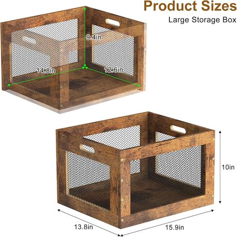 2 Pack Record Storage Box Stackable Vinyl Record Holder Large Capacity Record Crate for Albums, Books, Sheet Music, Rustic Brown in Saudi Arabia