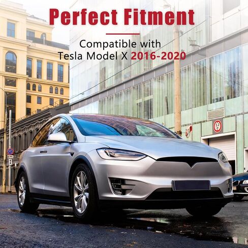 زخرفة شبكية أمامية لسيارة Tesla Model X 2016 2017 2018 2019 2020 ABS (أسود لامع) in Kuwait