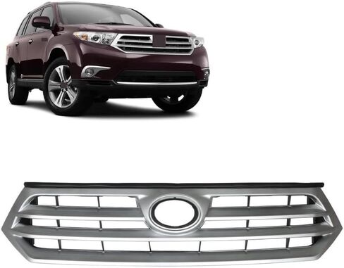 مناسبة لسيارة Toyota Highlander 2011-2013 - شبكة أمامية علوية فضية، استبدال على طراز OEM مع ملاءمة المصنع in Kuwait