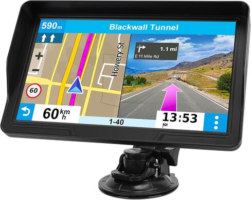 GPS Navigator for Car Truck RV, 9 inch Touch Screen Latest 2026 Map, Real Voice Spoken Turn-by-Turn Direction Reminding Navigation System, Speed and Red Light Warning (Blue) in Saudi Arabia