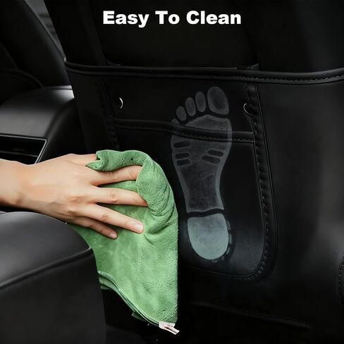 Seat Back Kick Protector Compatible with Tesla Model 3 2017-2025/ Model Y 2021-2025 Accessories, Leather Anti-scratch Kick Mat Cover with Organizer Pocket Black Seatback Protector for Kids Pets in Kuwait