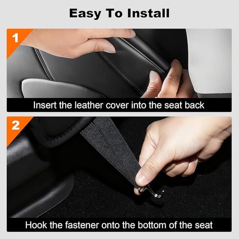 Seat Back Kick Protector Compatible with Tesla Model 3 2017-2025/ Model Y 2021-2025 Accessories, Leather Anti-scratch Kick Mat Cover with Organizer Pocket Black Seatback Protector for Kids Pets in Kuwait