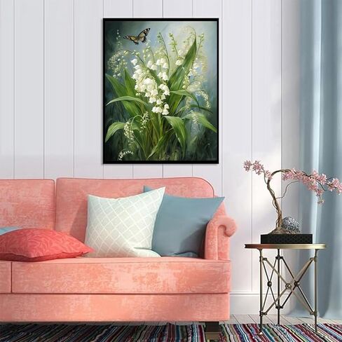 QACEYID Paint by Numbers for Adults, Lily of The Valley Flower, Paint by Numbers on Canvas, DIY Paintwork Drawing Art for Beginner Gift, 40x50cm, Without Frame in Kuwait