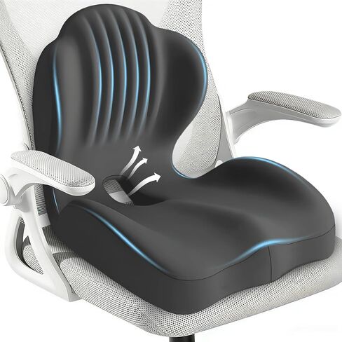 Seat Cushion for Office Chair and Car, L-Shaped Ergonomic Seat Cushions,Memory Foam Orthopedic Cushion with Coccyx Hollow,Lumbar Support & Tailbone Pain Relief for Car, Truck, Home,Gaming Chair,Gray in Saudi Arabia