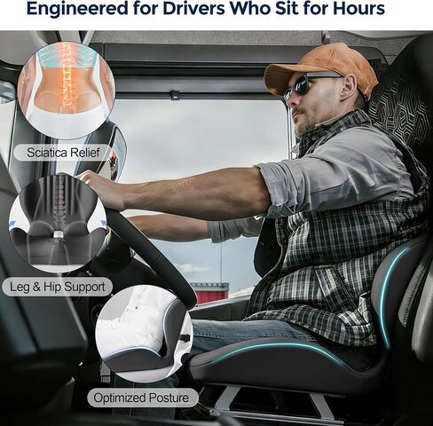 Seat Cushion for Office Chair and Car, L-Shaped Ergonomic Seat Cushions,Memory Foam Orthopedic Cushion with Coccyx Hollow,Lumbar Support & Tailbone Pain Relief for Car, Truck, Home,Gaming Chair,Gray in Saudi Arabia
