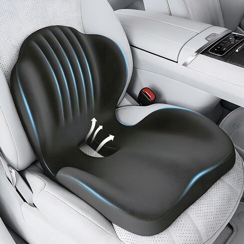 Seat Cushion for Office Chair and Car, L-Shaped Ergonomic Seat Cushions,Memory Foam Orthopedic Cushion with Coccyx Hollow,Lumbar Support & Tailbone Pain Relief for Car, Truck, Home,Gaming Chair,Gray in Saudi Arabia