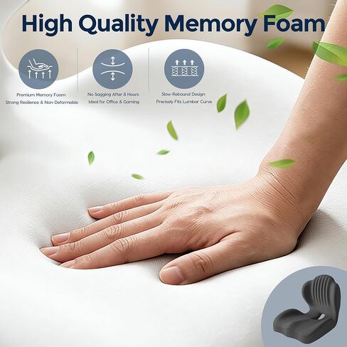 Seat Cushion for Office Chair and Car, L-Shaped Ergonomic Seat Cushions,Memory Foam Orthopedic Cushion with Coccyx Hollow,Lumbar Support & Tailbone Pain Relief for Car, Truck, Home,Gaming Chair,Gray in Saudi Arabia
