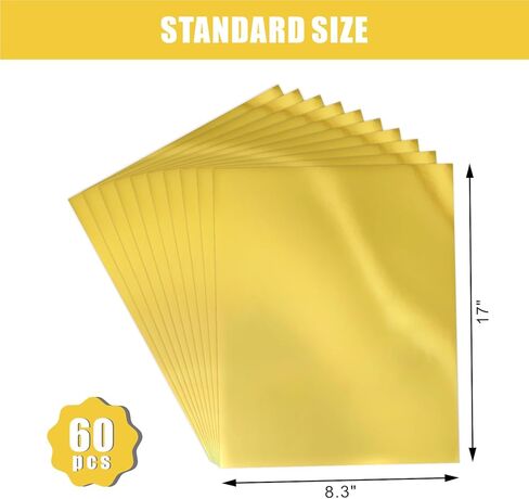 60 Sheets Metallic Gold Cardstock Paper, A4 Size Mirror Paper, Thick 250gsm Heavyweight Finish Gold Foil Board for Crafting, Scrapbooking, Invitations, Card & Decorations, Die Cut Plotter Compatible in Saudi Arabia