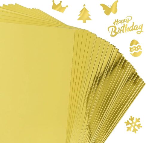 60 Sheets Metallic Gold Cardstock Paper, A4 Size Mirror Paper, Thick 250gsm Heavyweight Finish Gold Foil Board for Crafting, Scrapbooking, Invitations, Card & Decorations, Die Cut Plotter Compatible in Saudi Arabia