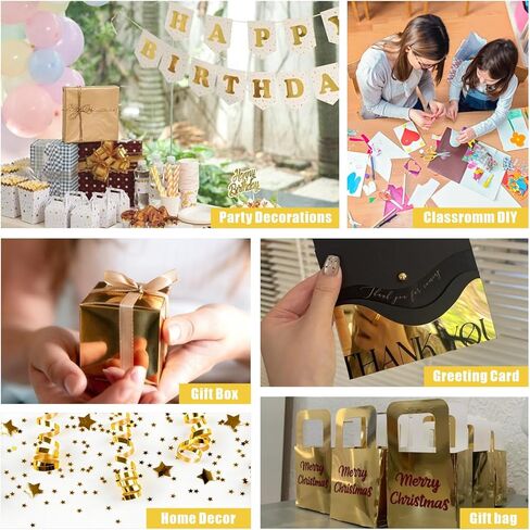 60 Sheets Metallic Gold Cardstock Paper, A4 Size Mirror Paper, Thick 250gsm Heavyweight Finish Gold Foil Board for Crafting, Scrapbooking, Invitations, Card & Decorations, Die Cut Plotter Compatible in Saudi Arabia