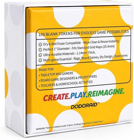 Dry Erase Tokens, 108 Pack Reusable 1 Inch Round Game Tokens, Writable Blank Counters for Markers, Board Games, RPGs, Classroom Activities and DIY Game Design in Kuwait