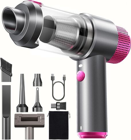 DRFLASH Car Vacuum, 16000PA Strong Suction Handheld Vacuum Cordless, 6-in-1 Portable Mini Car Vacuum Cleaner with LED Light, Type-C Fast Charging, Small Handheld Vac for Car Interior, Pet Hair, Home in Kuwait