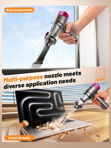 DRFLASH Car Vacuum, 16000PA Strong Suction Handheld Vacuum Cordless, 6-in-1 Portable Mini Car Vacuum Cleaner with LED Light, Type-C Fast Charging, Small Handheld Vac for Car Interior, Pet Hair, Home in Kuwait