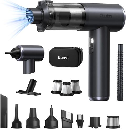 Mini Car Vacuum Portable Cordless, 20000PA Powerful Suction,7800mAh,High Power, LED Light, Dual Filter, Car Vacuum Cleaner & Air Duster for Home, Desk, PC, Keyboard in Saudi Arabia