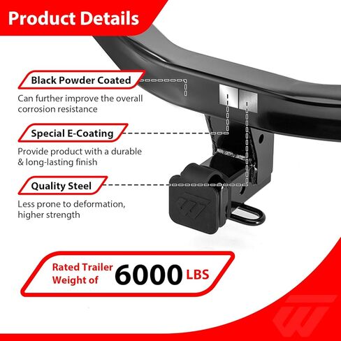 WeiSen Class 3 2" Trailer Hitch Receiver Compatible with Acura MDX 14-20 Fit Honda Pilot 16-22 Accessories Heavy Duty Steel Tow Hitch Black for Ball Mounts, Cargo Racks, Bike Racks in Kuwait