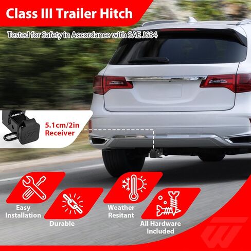WeiSen Class 3 2" Trailer Hitch Receiver Compatible with Acura MDX 14-20 Fit Honda Pilot 16-22 Accessories Heavy Duty Steel Tow Hitch Black for Ball Mounts, Cargo Racks, Bike Racks in Kuwait