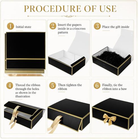 Joyvera 12 Pack Black Gift Boxes with Lids, 12 x 8.5 x 3.3 Inches Groomsmen Proposal Box, Luxury Gift Boxes with Ribbon for Wedding, Birthday, Bridesmaid, Christmas in Saudi Arabia