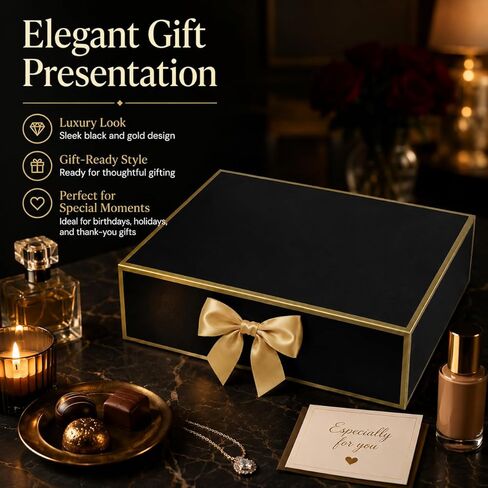 Joyvera 12 Pack Black Gift Boxes with Lids, 12 x 8.5 x 3.3 Inches Groomsmen Proposal Box, Luxury Gift Boxes with Ribbon for Wedding, Birthday, Bridesmaid, Christmas in Saudi Arabia