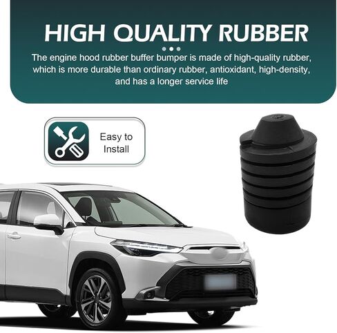 2 PCS Car Hood Bumper Stoppers, Rubber High-elasticity Anti-rattle Buffer Cushion Block, OEM# 90541-15019, Compatible with Highlander Corolla Tundra Runner Fortuner Avalon (Black) in Kuwait