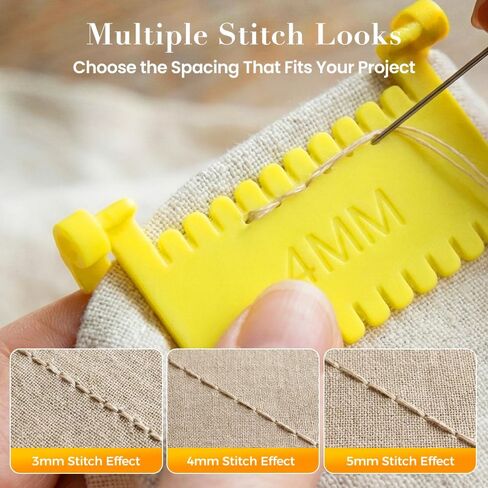 3 قطع مسطرة خياطة بمشبك، دليل غرزة يدوية للغرز المتساوية، قوالب اللحف مع تباعد 2 مم، 3 مم، 4 مم للترقيع والإصلاح والتطريز in Kuwait