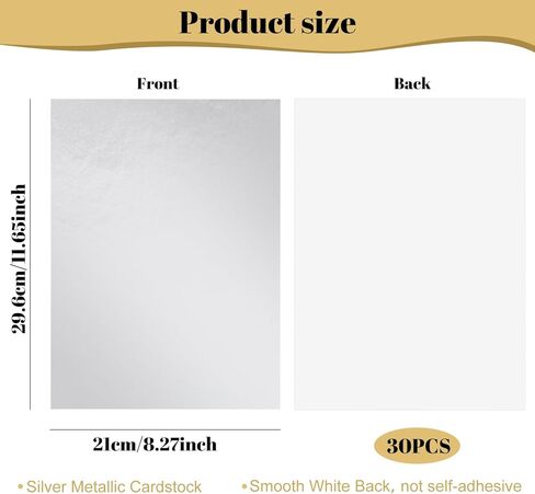 30 Sheets Silver Metallic Cardstock Paper,A4 Sized (250gsm) Reflective Mirrored Cardstock,Mirror Finish Silver Foil Board for DIY Crafts,Scrapbook Arts,Invitations,Thank You Cards,Decor in Saudi Arabia
