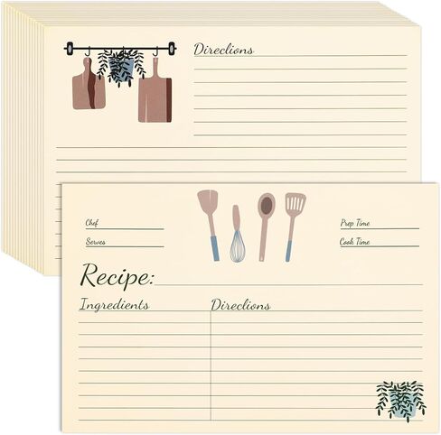 100 Pcs Recipe Cards 4x6, Double Sided Blank Cardstock Cards for Recording Recipes, Kitchen Diaries, Bridal Shower, Wedding, Housewarming, Banquet Preparation in Saudi Arabia
