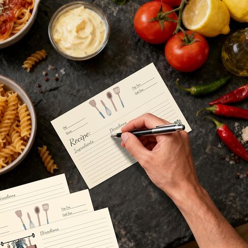 100 Pcs Recipe Cards 4x6, Double Sided Blank Cardstock Cards for Recording Recipes, Kitchen Diaries, Bridal Shower, Wedding, Housewarming, Banquet Preparation in Saudi Arabia