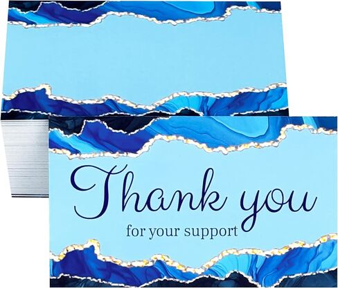 RXBC2011 Thank you for your support cards marble business packaging customer appreciation notes 3.5x2 inches pack of 100 Blue in Kuwait