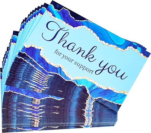 RXBC2011 Thank you for your support cards marble business packaging customer appreciation notes 3.5x2 inches pack of 100 Blue in Kuwait