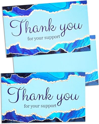 RXBC2011 Thank you for your support cards marble business packaging customer appreciation notes 3.5x2 inches pack of 100 Blue in Kuwait