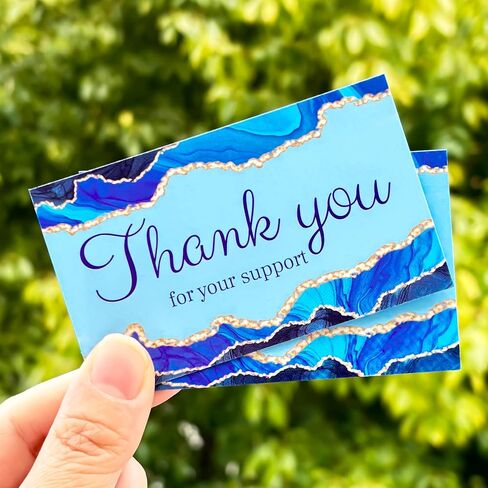 RXBC2011 Thank you for your support cards marble business packaging customer appreciation notes 3.5x2 inches pack of 100 Blue in Kuwait