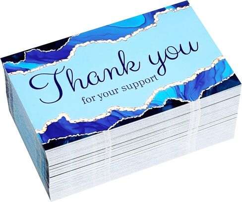 RXBC2011 Thank you for your support cards marble business packaging customer appreciation notes 3.5x2 inches pack of 100 Blue in Kuwait