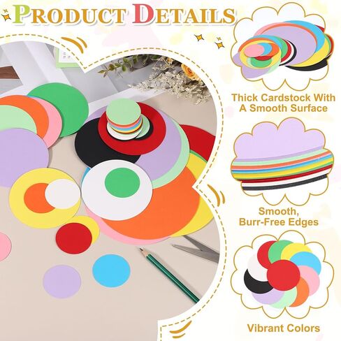 PATIKIL 72 Sheet Circle Card Stock, 2 Inch Round Cutouts Paper Thick Cardstock Coaster for DIY Craft Projects Printing Supplies Bulletin Board Decor, Multicolor in Kuwait