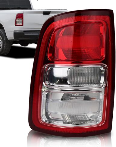 مصابيح خلفية هالوجين من الكروم متوافقة مع 2019-2024 RAM 2500، نماذج غير LED تناسب مباشرة مصباح الفرامل الخلفي حافة الكروم، 55112989AE CH2800221 (جانب السائق الأيسر) in Kuwait