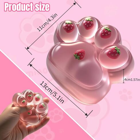 Taba Squishy Paw Squeeze Toys - Oversized 5-inch Cat Paw Squishy Fidget Toys for Kids and Adults,Stress Relief Kawaii Strawberry Cat Paw Toys,Relieves Stress Anxiety Gifts,for Birthday (Pink) in Kuwait