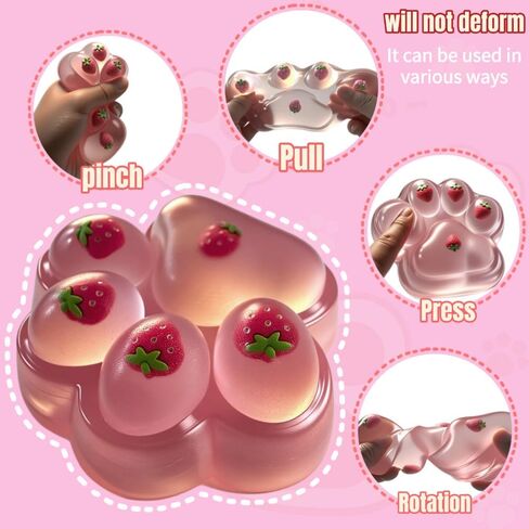 Taba Squishy Paw Squeeze Toys - Oversized 5-inch Cat Paw Squishy Fidget Toys for Kids and Adults,Stress Relief Kawaii Strawberry Cat Paw Toys,Relieves Stress Anxiety Gifts,for Birthday (Pink) in Kuwait
