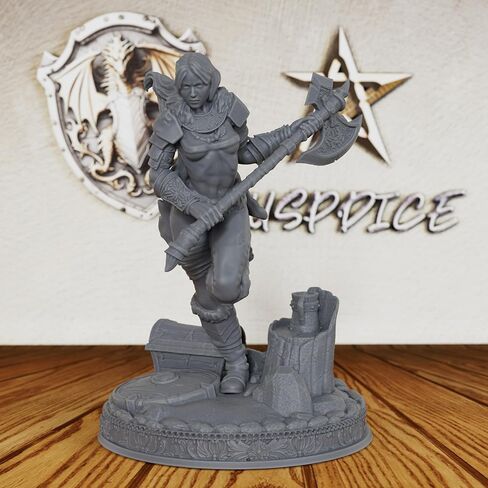 DND Minis for Miniature Game & Fantasy Role Playing - Tabletop Unpainted Miniatures for Dungeon Masters, 28mm Scale TTRPG Accessory Figure with Scenic Base - Angry Barbarian (AS212) in Kuwait