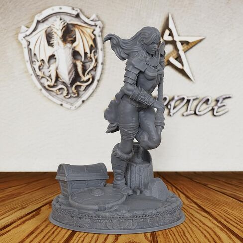 DND Minis for Miniature Game & Fantasy Role Playing - Tabletop Unpainted Miniatures for Dungeon Masters, 28mm Scale TTRPG Accessory Figure with Scenic Base - Angry Barbarian (AS212) in Kuwait