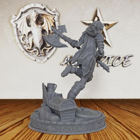DND Minis for Miniature Game & Fantasy Role Playing - Tabletop Unpainted Miniatures for Dungeon Masters, 28mm Scale TTRPG Accessory Figure with Scenic Base - Angry Barbarian (AS212) in Kuwait