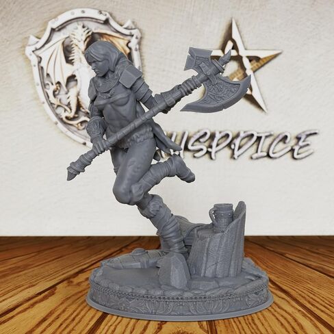 DND Minis for Miniature Game & Fantasy Role Playing - Tabletop Unpainted Miniatures for Dungeon Masters, 28mm Scale TTRPG Accessory Figure with Scenic Base - Angry Barbarian (AS212) in Kuwait