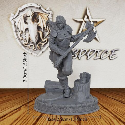 DND Minis for Miniature Game & Fantasy Role Playing - Tabletop Unpainted Miniatures for Dungeon Masters, 28mm Scale TTRPG Accessory Figure with Scenic Base - Angry Barbarian (AS212) in Kuwait