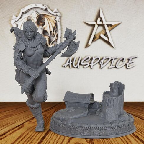 DND Minis for Miniature Game & Fantasy Role Playing - Tabletop Unpainted Miniatures for Dungeon Masters, 28mm Scale TTRPG Accessory Figure with Scenic Base - Angry Barbarian (AS212) in Kuwait