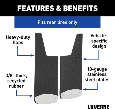 Luverne 251445 Rear 12-Inch x 23-Inch Textured Rubber Mud Guards, Select Chevrolet Silverado 1500, 2 Flaps in Kuwait