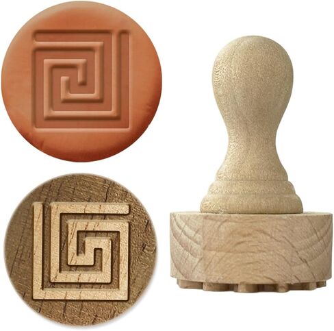 OLYCRAFT Wooden Clay Stamp Damask Clay Stamp 1.1 Inch Natural Beechwood Pottery Stamps Wooden Pottery Tool Small Ceramic Stamping Tool for Ceramic Clay-Art DIY Crafts Handmade Decorations in Kuwait