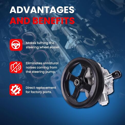 MOCA Power Steering Pump Compatible with 09-20 for Dodge Journey 2.4L, 08-14 for Dodge Avenger 2.4L, 11-14 for Chrysler 200 2.4L, 07-10 for Chrysler Sebring 2.4L w/o Reservoir in Kuwait