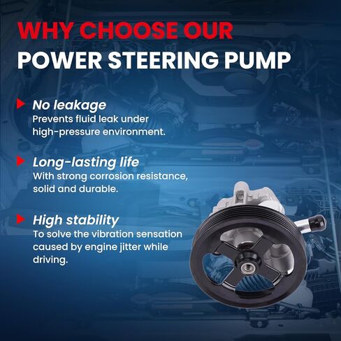 MOCA Power Steering Pump Compatible with 09-20 for Dodge Journey 2.4L, 08-14 for Dodge Avenger 2.4L, 11-14 for Chrysler 200 2.4L, 07-10 for Chrysler Sebring 2.4L w/o Reservoir in Kuwait