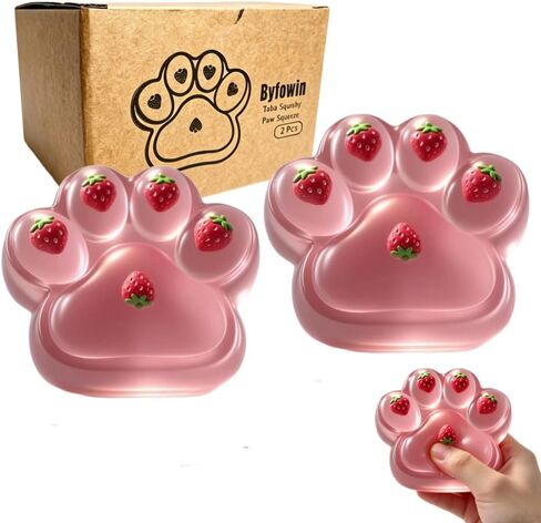 Taba Squishy Paw Squeeze Toys - Oversized 5-inch Cat Paw Squishy Fidget Toys for Kids and Adults,Stress Relief Kawaii Strawberry Cat Paw Toys,Relieves Stress Anxiety Gifts,for Birthday (Pink) in Saudi Arabia