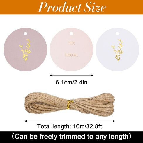 48Pcs Floral Gift Tags with String Attached 2.2in Handmade Tags Round Gift Bag Tags for Gift Wrapping Wedding Parties Baby Shower Birthday Presents Favor (3 Colors) in Kuwait